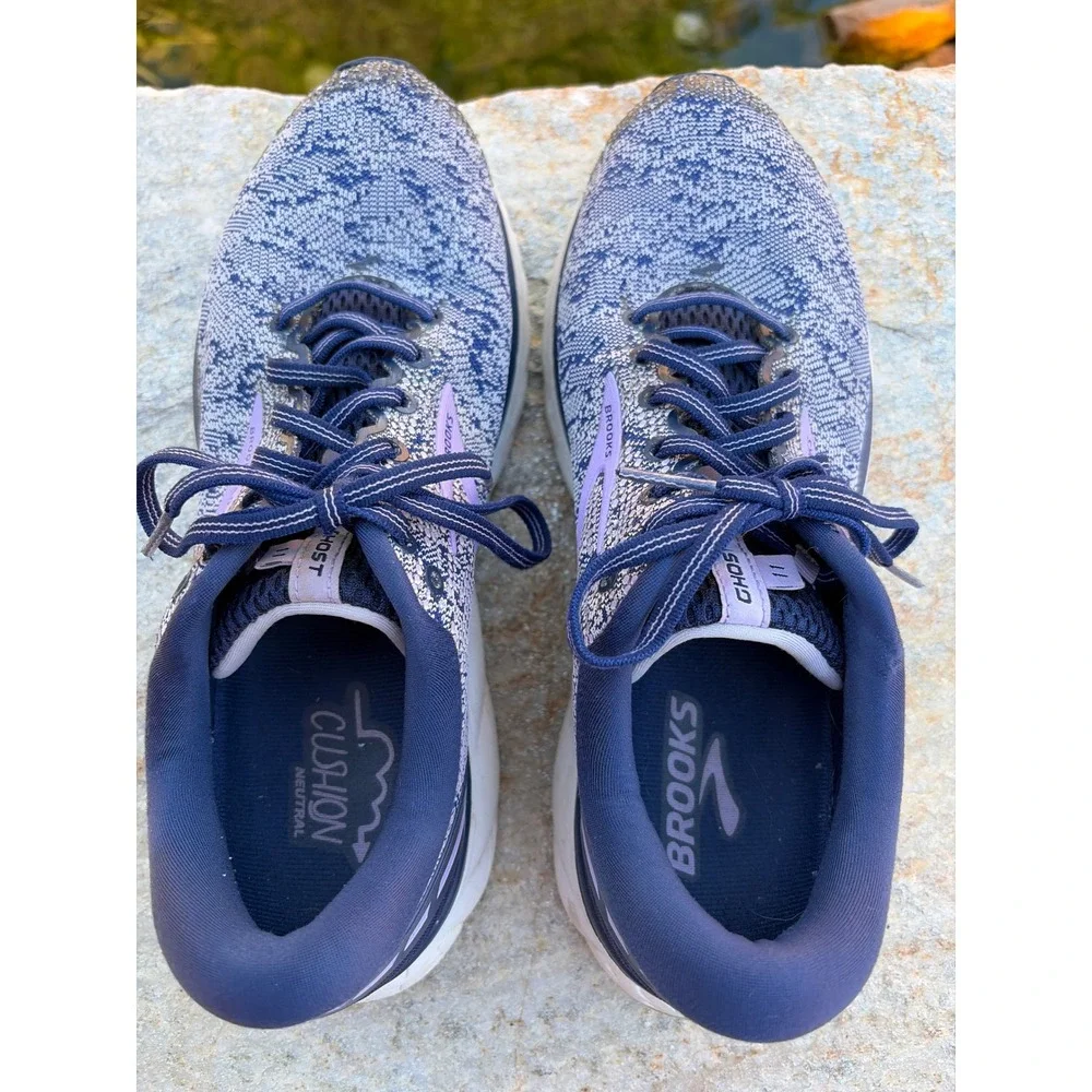 Brooks Ghost 11 Mens Running Shoes Navy Purple Mesh Sneakers 1202771B406 Size 11